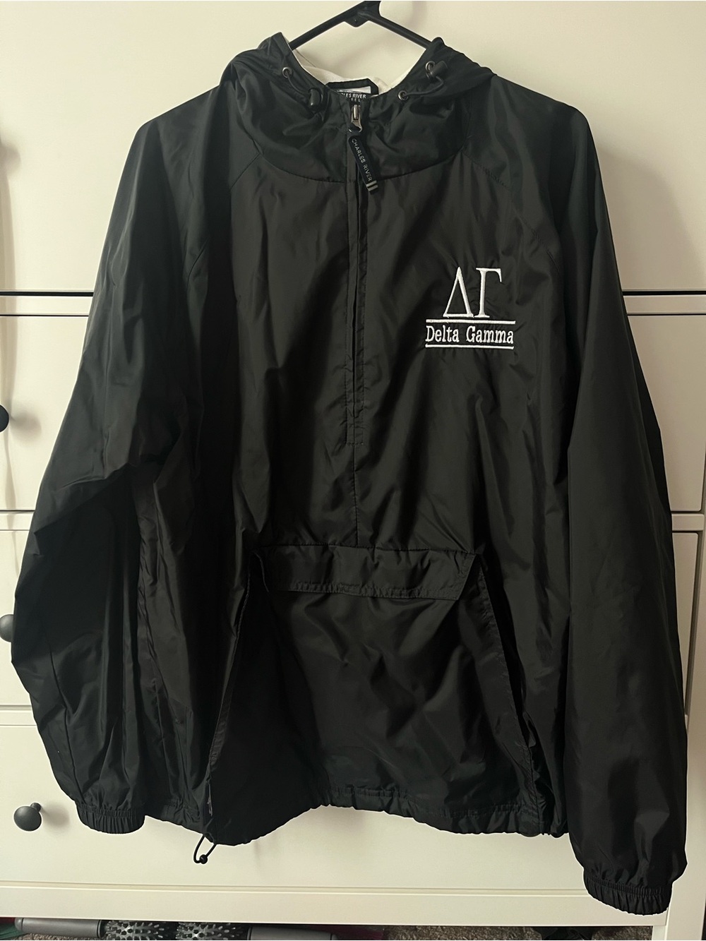 Charles River Delta Gamma Black Windbreaker Rain Jacket